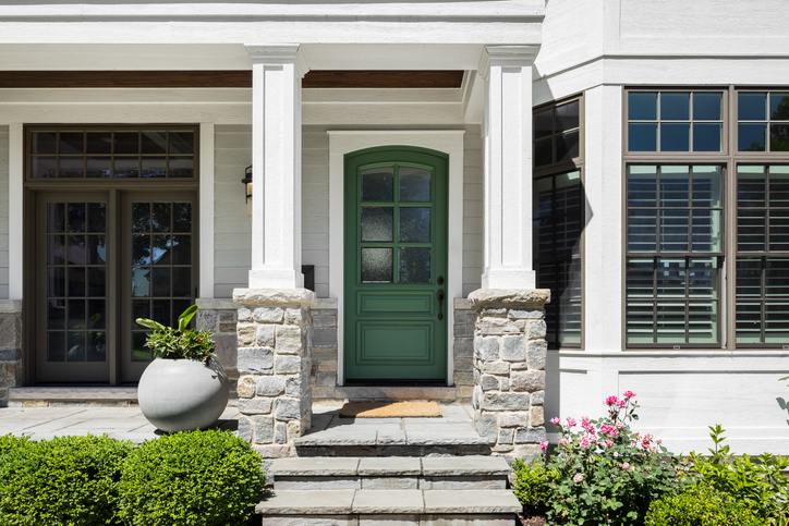 Green entry door Green entry door